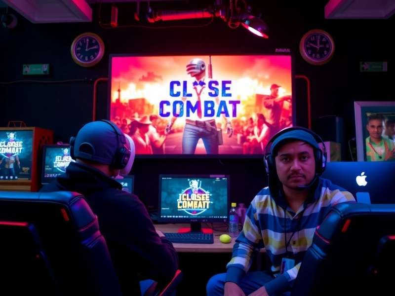Indian PUBG Mobile Close Combat tournament with players competing in a Mumbai cyber cafe